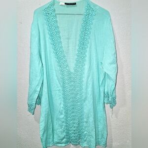 La Blanca Gauze Beach Cover Up Flowy Blouse Size  Xl